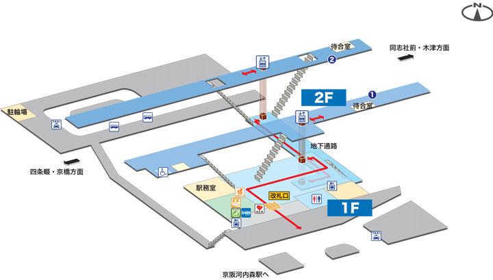 ＪＲ河内磐船駅構内図
