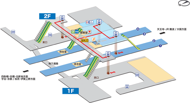JR奈良線JR木津駅構内案内図
