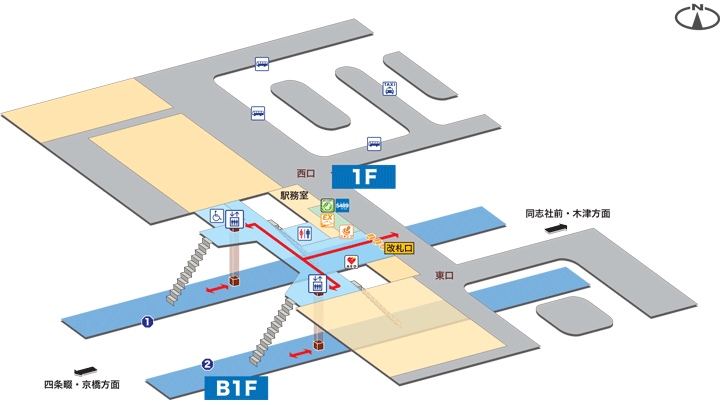 ＪＲ松井山手駅構内図